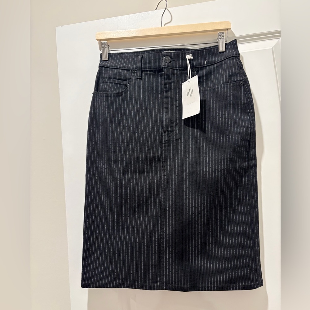 Frame Denim Black Pinstripe Pencil Skirt